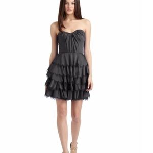 Rebecca Taylor strapless black ruffle party dress!